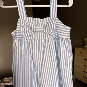 Janie and Jack girls blue striped bow jumpsuit